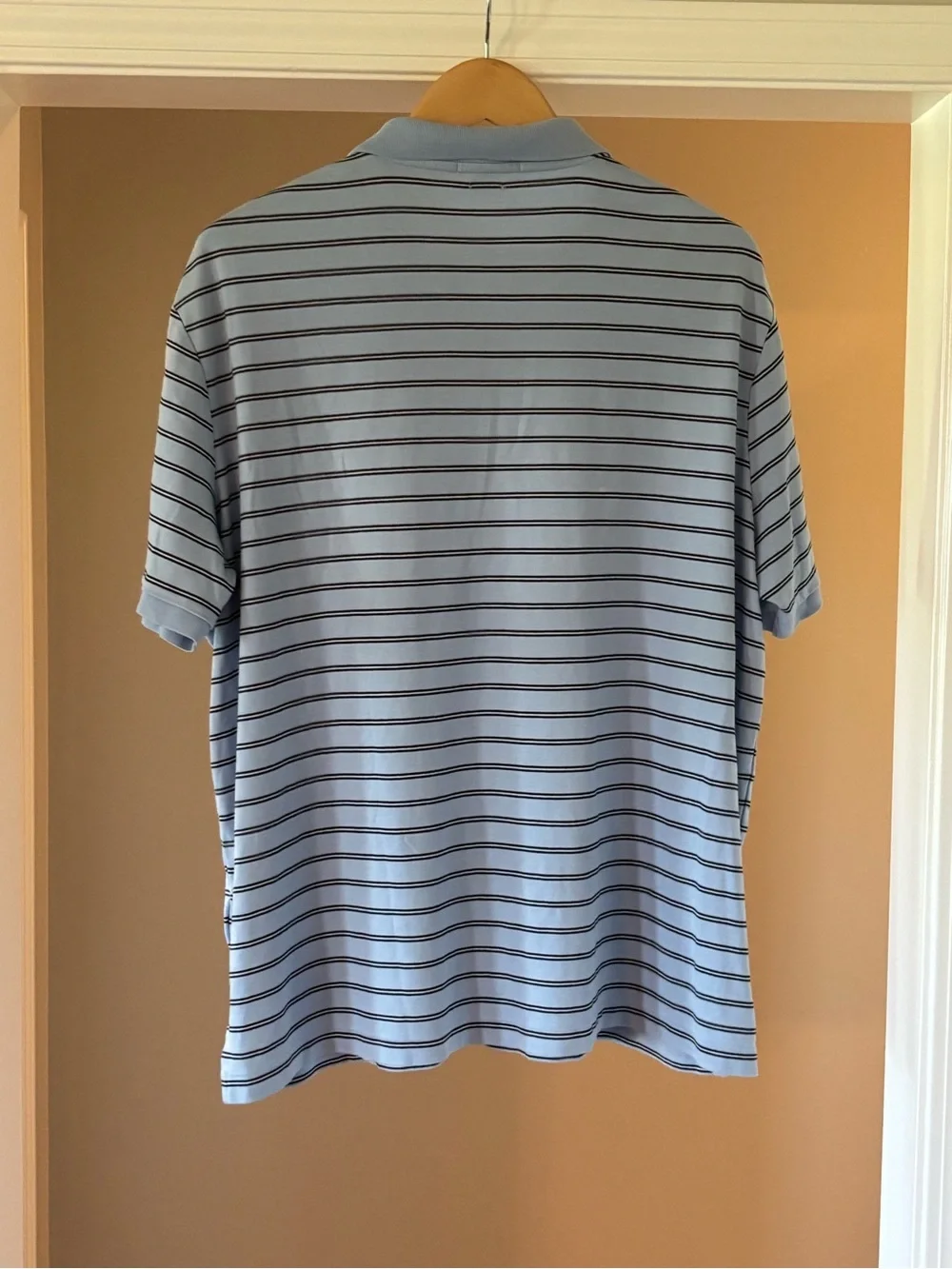 Ralph Lauren Light Blue Polo with Navy Stripes Super Soft